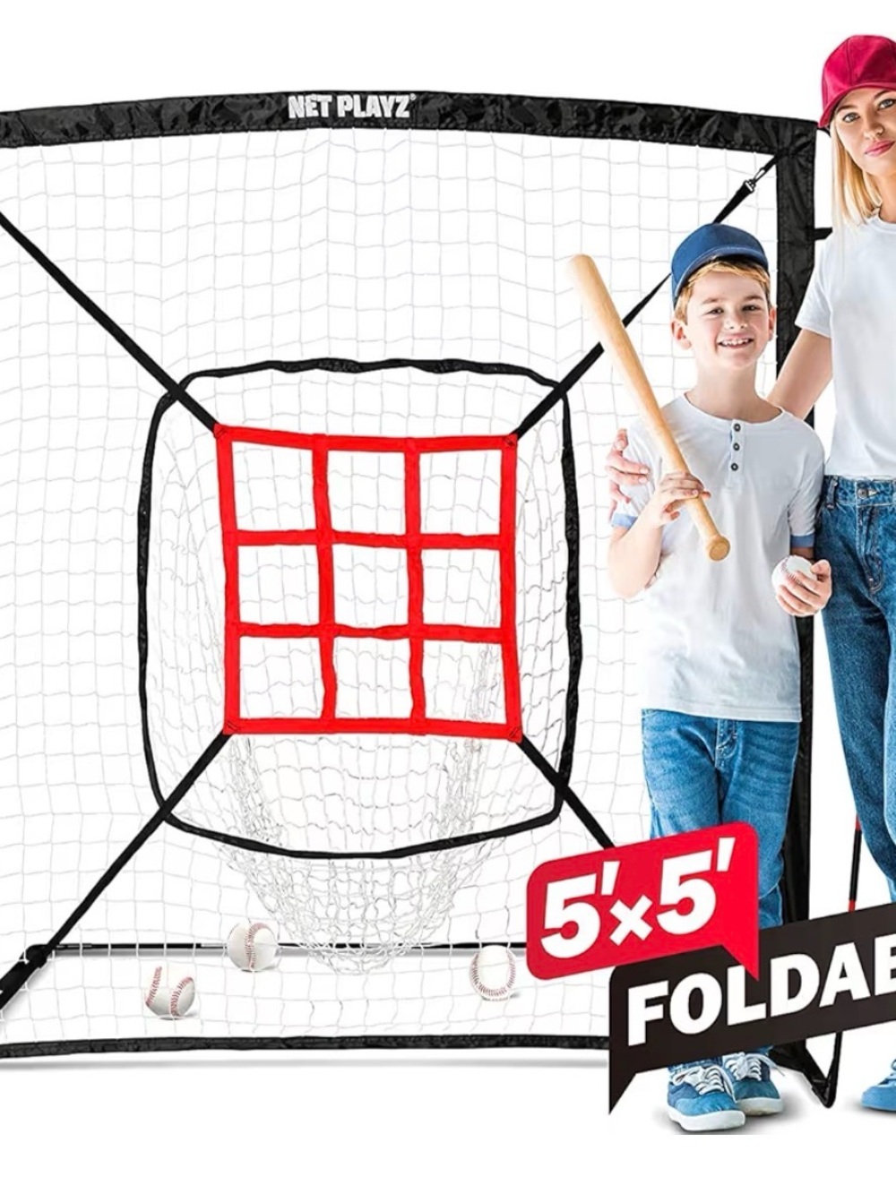 NET Playz 5' x 5' Baseball & Softball Practice Hitting & Pitching for kids